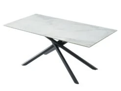 Table à Manger SORRENTE - Céramique & Verre Trempé - 6 Couverts - Effet Marbre Blanc -Mobilia Boutique table a manger 414953