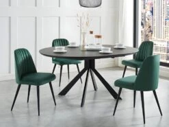 Table à Manger Extensible CLARA - 4 à 6 Couverts - Céramique & Métal - Anthracite -Mobilia Boutique table a manger 414969