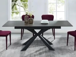Table à Manger Extensible ALBINA - 6 à 8 Couverts - Céramique & Verre Trempé - Anthracite -Mobilia Boutique table a manger 433671
