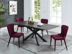 Table à Manger Extensible ALBINA - 6 à 8 Couverts - Céramique & Verre Trempé - Anthracite