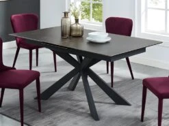 Table à Manger Extensible ALBINA - 6 à 8 Couverts - Céramique & Verre Trempé - Anthracite -Mobilia Boutique table a manger 433679