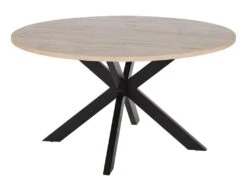 Table à Manger TILKI - 4 Couverts - MDF & Métal - Chêne Et Noir -Mobilia Boutique table a manger 439177