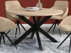 Table à Manger TILKI - 4 Couverts - MDF & Métal - Chêne Et Noir -Mobilia Boutique table a manger 439191