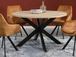 Table à Manger TILKI - 4 Couverts - MDF & Métal - Chêne Et Noir -Mobilia Boutique table a manger 439193