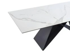 Table à Manger Extensible LIBSY - 6 à 8 Couverts - Céramique Et Métal - Blanc -Mobilia Boutique table a manger 443697