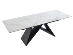 Table à Manger Extensible LIBSY - 6 à 8 Couverts - Céramique Et Métal - Blanc -Mobilia Boutique table a manger 443701