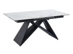 Table à Manger Extensible LIBSY - 6 à 8 Couverts - Céramique Et Métal - Blanc -Mobilia Boutique table a manger 443703