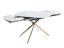 Table à Manger Extensible AFLILA - 4 à 6 Couverts - Céramique Et Métal - Effet Marbre Blanc -Mobilia Boutique table a manger 448611