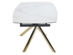 Table à Manger Extensible AFLILA - 4 à 6 Couverts - Céramique Et Métal - Effet Marbre Blanc -Mobilia Boutique table a manger 448613