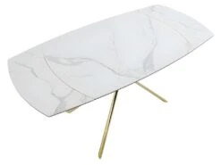 Table à Manger Extensible AFLILA - 4 à 6 Couverts - Céramique Et Métal - Effet Marbre Blanc -Mobilia Boutique table a manger 448615