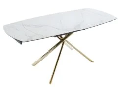 Table à Manger Extensible AFLILA - 4 à 6 Couverts - Céramique Et Métal - Effet Marbre Blanc -Mobilia Boutique table a manger 448617