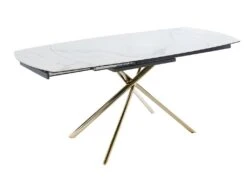 Table à Manger Extensible AFLILA - 4 à 6 Couverts - Céramique Et Métal - Effet Marbre Blanc -Mobilia Boutique table a manger 448619