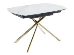 Table à Manger Extensible AFLILA - 4 à 6 Couverts - Céramique Et Métal - Effet Marbre Blanc -Mobilia Boutique table a manger 448621