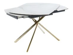 Table à Manger Extensible AFLILA - 4 à 6 Couverts - Céramique Et Métal - Effet Marbre Blanc -Mobilia Boutique table a manger 448623