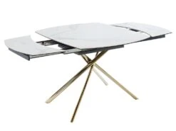 Table à Manger Extensible AFLILA - 4 à 6 Couverts - Céramique Et Métal - Effet Marbre Blanc -Mobilia Boutique table a manger 448625