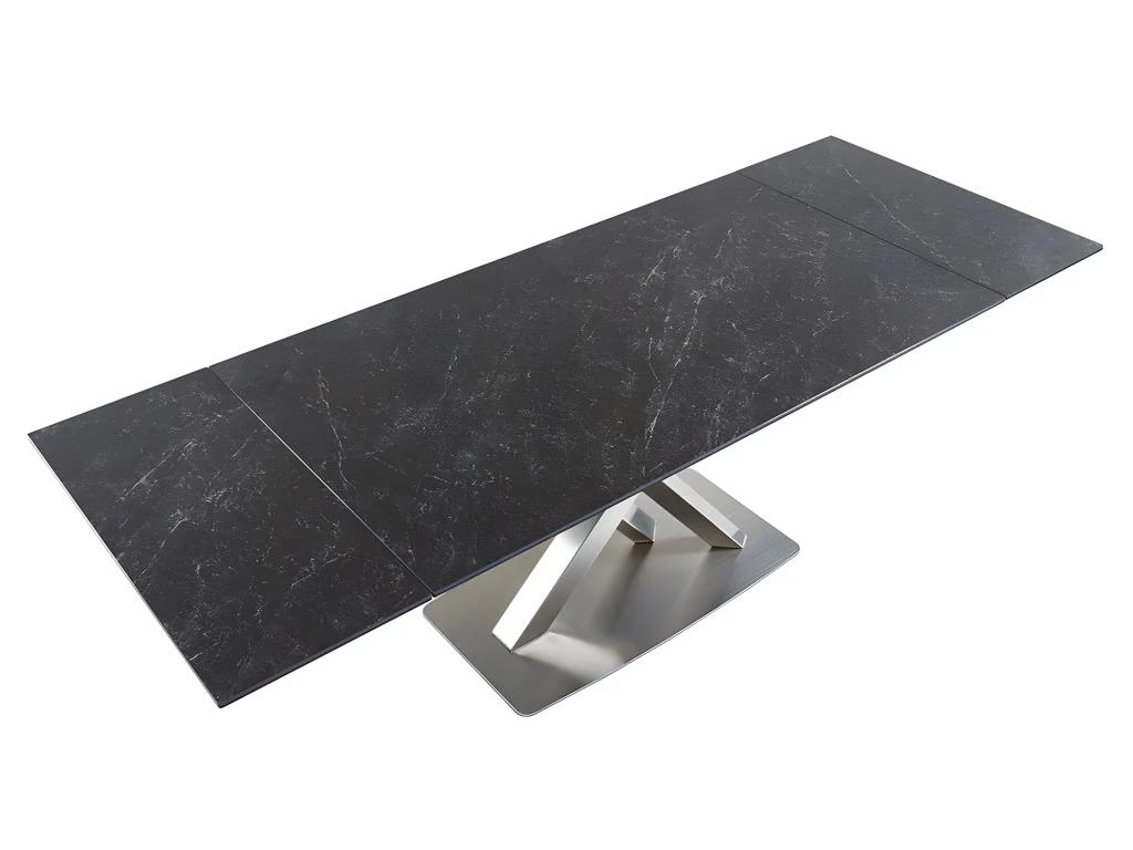 Table à Manger Extensible THYLIA - 6 à 8 Couverts - Céramique Et Métal - Effet Marbre Noir 11 Table à Manger Extensible THYLIA - 6 à 8 Couverts - Céramique Et Métal - Effet Marbre Noir – Image 9