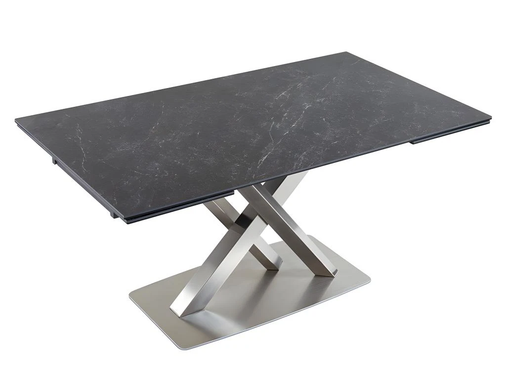 Table à Manger Extensible THYLIA - 6 à 8 Couverts - Céramique Et Métal - Effet Marbre Noir 7 Table à Manger Extensible THYLIA - 6 à 8 Couverts - Céramique Et Métal - Effet Marbre Noir – Image 5