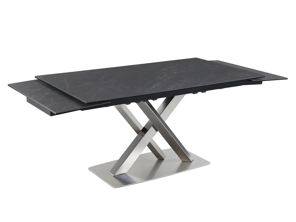 Table à Manger Extensible THYLIA - 6 à 8 Couverts - Céramique Et Métal - Effet Marbre Noir 8 Table à Manger Extensible THYLIA - 6 à 8 Couverts - Céramique Et Métal - Effet Marbre Noir – Image 6