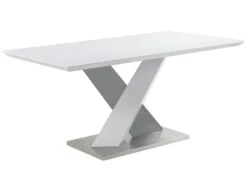 Table à Manger SALVA - 6 Couverts - MDF Laqué - Blanc Et Anthracite -Mobilia Boutique table a manger 493037