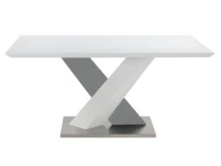 Table à Manger SALVA - 6 Couverts - MDF Laqué - Blanc Et Anthracite -Mobilia Boutique table a manger 493041