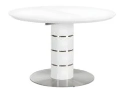 Table à Manger Extensible - 4 à 6 Couverts - MDF Et Métal Inoxydable - Blanc Laqué - CUSCO -Mobilia Boutique table a manger 493433