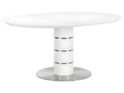 Table à Manger Extensible - 4 à 6 Couverts - MDF Et Métal Inoxydable - Blanc Laqué - CUSCO -Mobilia Boutique table a manger 493435
