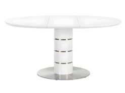 Table à Manger Extensible - 4 à 6 Couverts - MDF Et Métal Inoxydable - Blanc Laqué - CUSCO -Mobilia Boutique table a manger 493437