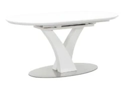 Table à Manger Extensible - 6 à 8 Couverts - MDF Et Métal Inoxydable - Blanc Laqué - TALARA -Mobilia Boutique table a manger 496769