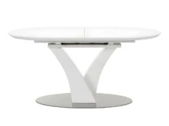 Table à Manger Extensible - 6 à 8 Couverts - MDF Et Métal Inoxydable - Blanc Laqué - TALARA -Mobilia Boutique table a manger 496771