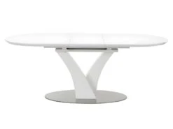 Table à Manger Extensible - 6 à 8 Couverts - MDF Et Métal Inoxydable - Blanc Laqué - TALARA -Mobilia Boutique table a manger 496773