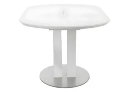 Table à Manger Extensible - 6 à 8 Couverts - MDF Et Métal Inoxydable - Blanc Laqué - TALARA -Mobilia Boutique table a manger 496775