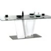 Table à Manger 8 Couverts En Verre Trempé - Blanc Laqué - LUDMILA -Mobilia Boutique table a manger 6139873