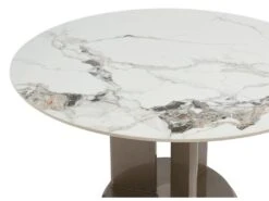 Table à Manger 4 Couverts En Céramique Et MDF - Effet Marbre Blanc Et Taupe Laqué - GOULBURN -Mobilia Boutique table a manger 7169827