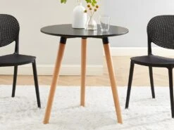 Table à Manger 2 Couverts En MDF Et Hêtre - Noir - ROLENA -Mobilia Boutique table a manger 7946675