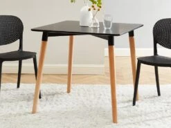 Table à Manger 2 Couverts En MDF Et Hêtre - Noir - CARISELA -Mobilia Boutique table a manger 7947201