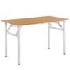 Table Pliante Cuisine à Manger Hauteur Réglable Pour 4 Personnes 120 Cm Hêtre Et Blanc 03_0004363