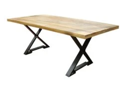 Table Bois Massif Et Pieds Métal Noir N°34 - Naturel