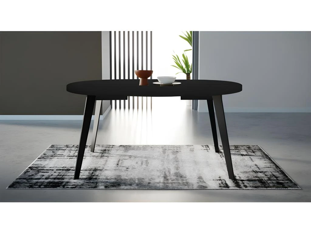 Table Ronde Extensible 110/155 Cm Plateau Noir - Pieds Métal - VANESSA 5 Table Ronde Extensible 110/155 Cm Plateau Noir - Pieds Métal - VANESSA – Image 3
