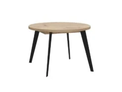 Table Ronde Extensible 110/155 Cm Decor Bois - Pieds Métal - VANESSA