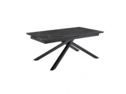 Table Extensible 160/240 Cm Céramique Noir Marbré Pied Torsadé - INDIANA 05