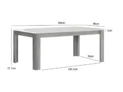Table De Repas Extensible 160/206 Plateau Blanc Laqué Et Pieds Gris - ALEXIANE -Mobilia Boutique table a manger 9178753