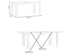 Table De Repas Extensible 160/206 Plateau Blanc Laqué Et Pieds Gris - ALEXIANE -Mobilia Boutique table a manger 9178755