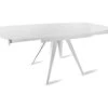 Table Extensible Ovale 120/180 Cm Verre Trempé Métal Blanc - ADELPHIA -Mobilia Boutique table a manger 9179135