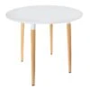 ZURI - Table Ronde Blanche Et Pieds Effet Bois -Mobilia Boutique table a manger 9320709