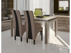 Table De Salle à Manger LINA 180cm. Coloris CAPPUCCINO Et Blanc Crème. Idéal Pour Votre Salle à Manger.