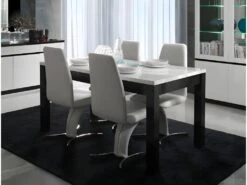 Table 160cm Pour Salle à Manger FABIO. Coloris Noir Et Blanc. -Mobilia Boutique table a manger 9537005