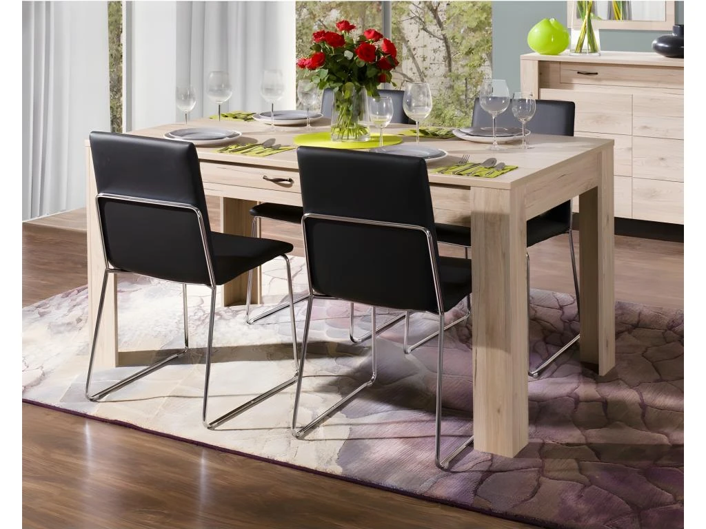 Table à Manger MASSIMO Petit Modèle 160cm Avec Tiroir Intégré - Produit élégant Et Raffiné, Idéal Pour Votre Salle à Manger. 3 Table à Manger MASSIMO Petit Modèle 160cm Avec Tiroir Intégré - Produit élégant Et Raffiné, Idéal Pour Votre Salle à Manger.