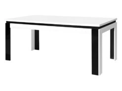 Table Salle à Manger LINA 160cm . Coloris Blanc Et Noir. Table 4 Personnes. Design Moderne.