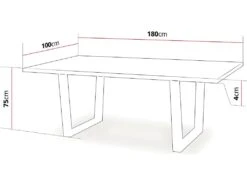Table Repas "Hollywood" - 200 X 100 X 76 Cm - Couleur: Chêne / Noir -Mobilia Boutique table a manger 9539887
