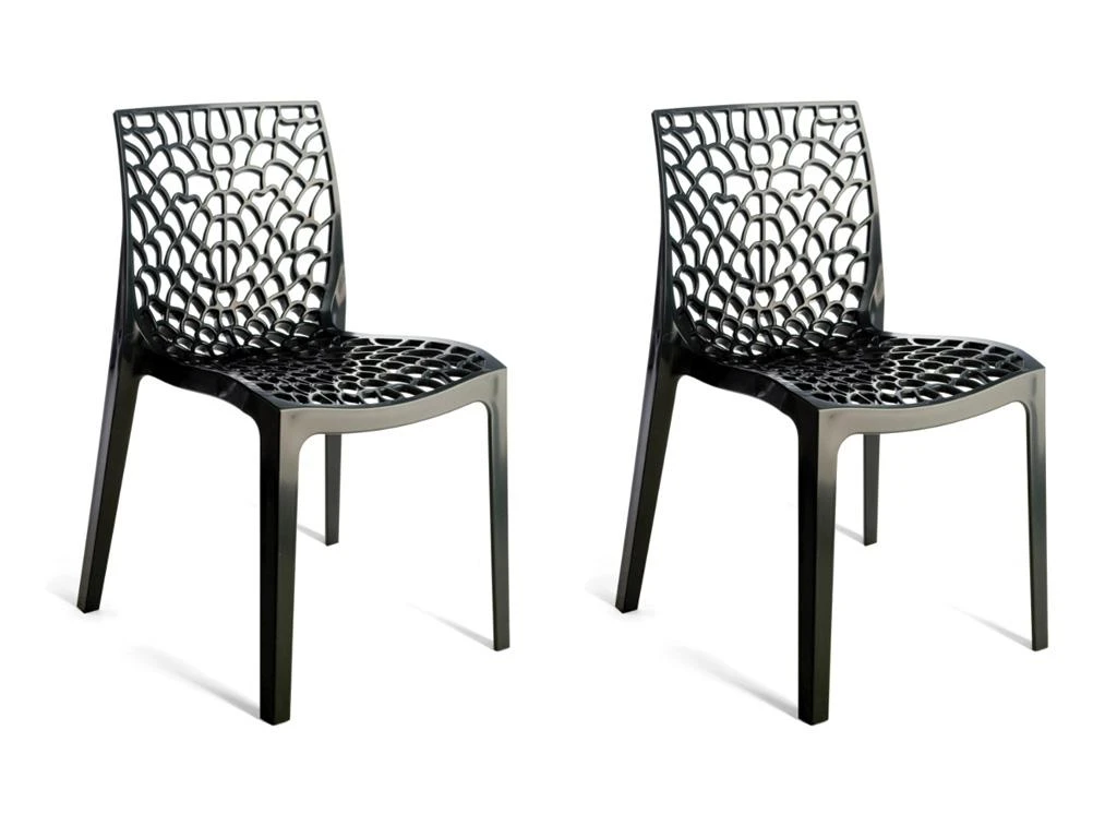 Lot De 2 Chaises Empilables DIADEME - Polypropylène - Gris Anthracite 5 Lot De 2 Chaises Empilables DIADEME - Polypropylène - Gris Anthracite – Image 3